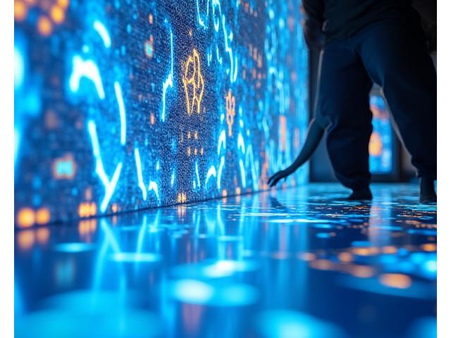 Interactive digital art installation reacting to motion