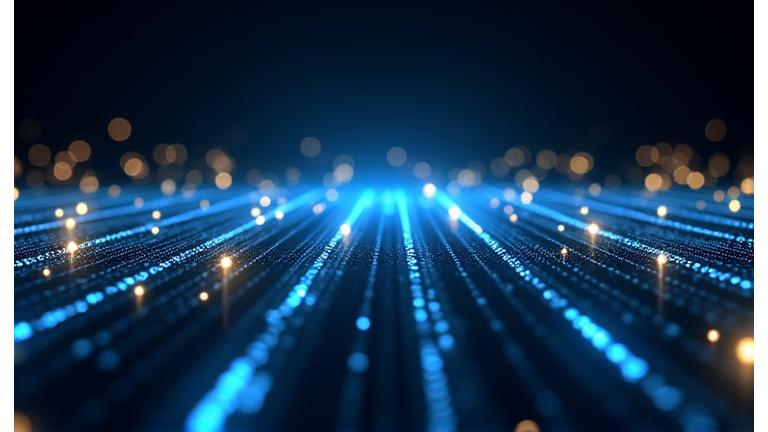 Abstract representation of motion tracking technology interacting with light patterns