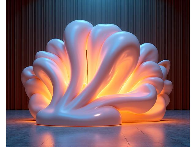 Large-scale sculptural art installation with integrated lighting